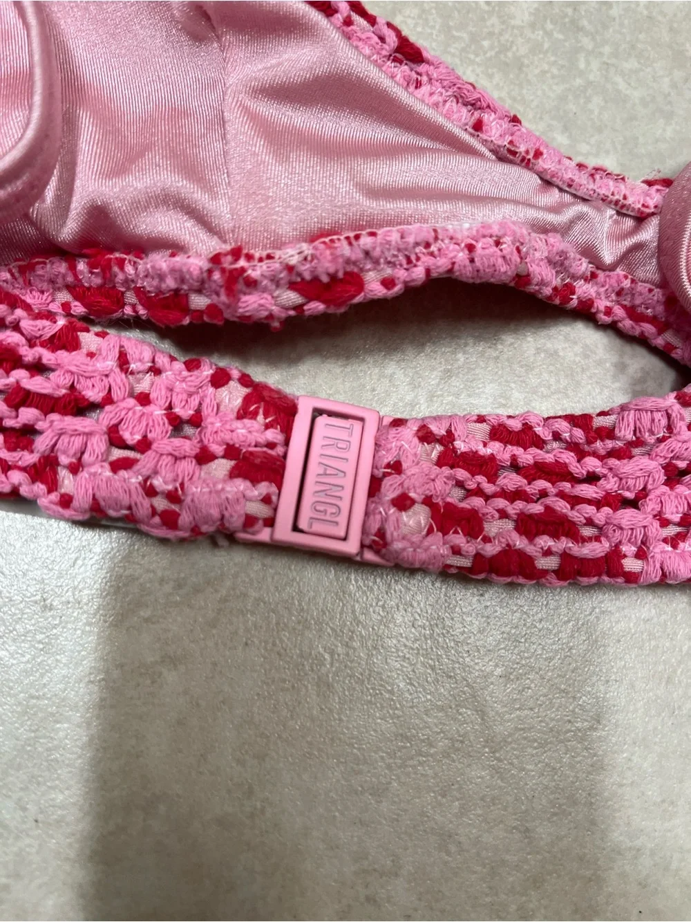 triangl swimwear Pink Two-Tone Crochet Bikini Top